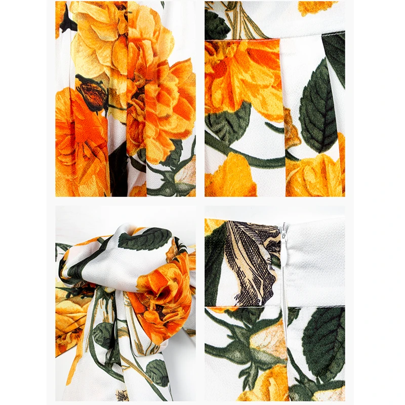 

New Fashion Show 2019 Summer Women Jumpsuit Casual Style Collection Flower Sexy Jumpsuit Flower Print High Waist Two-pieces set