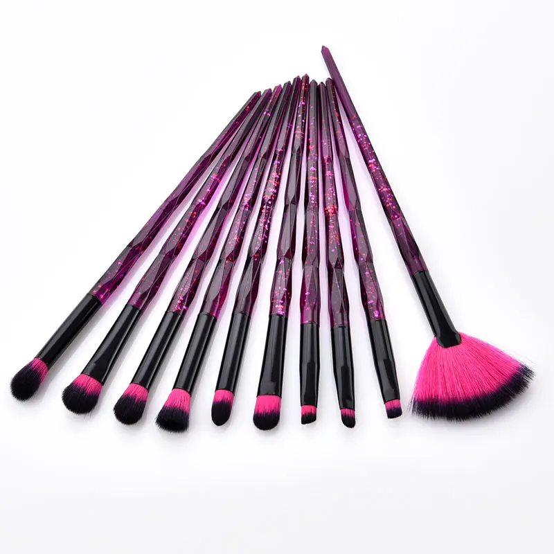10 шт кисти для макияжа Набор Радуга звездное небо Make Up Brush инструменты из горного хрусталя Фонд глаз и губ тональный крем для лица кисти Unicorn Brush комплект - Handle Color: T-10-086