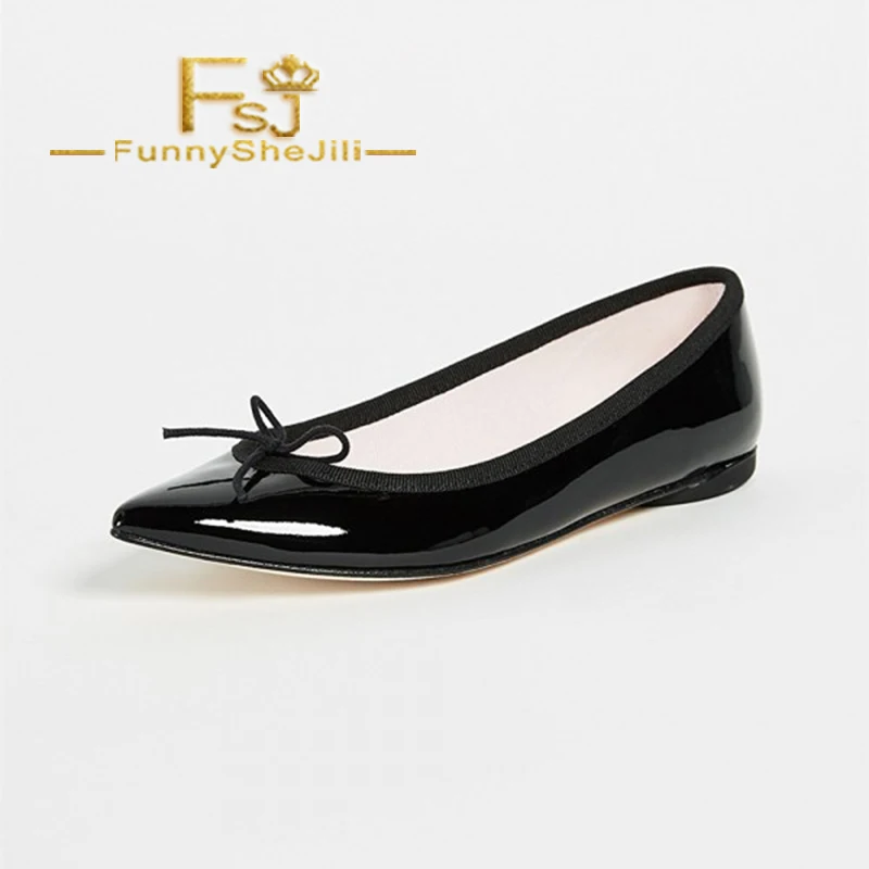 

Black Pointy Toe Flats Comfortable Ballet Shoes with Bow Spring Autumn Incomparable Noble Attractive Generous FSJ Elegant Sexy
