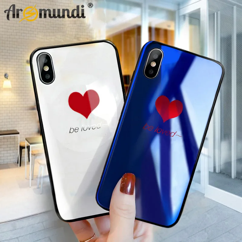 Противоударный чехол ANXM Be Love из закаленного стекла для iphone X 6 6s 6plus 7 7 Plus, глянцевая жесткая задняя крышка для iphone 8 8plus