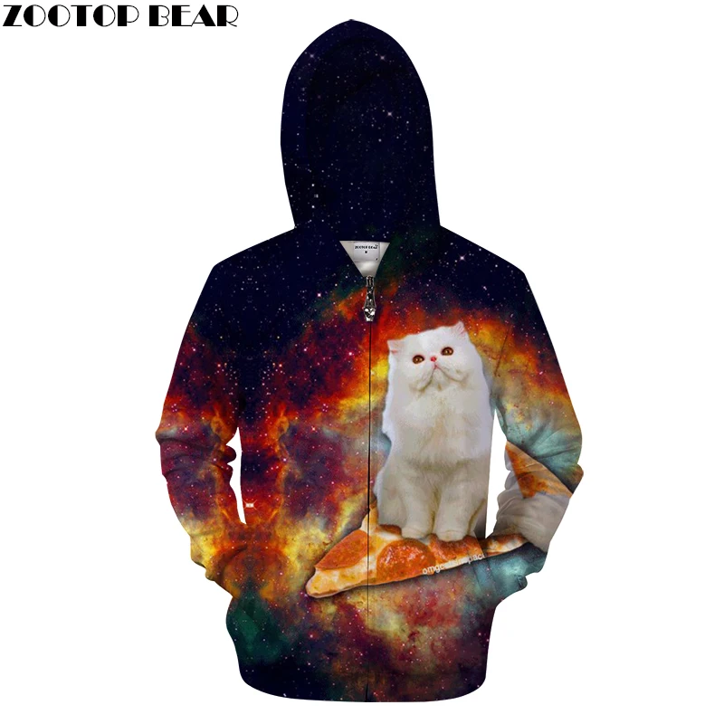 

Cat Pizza Zipper Hoodies Men Women Cardigan Sweatshirts Hooded Jackets Male Outwear Fashion Tracksutis Casual Hoodie Brand