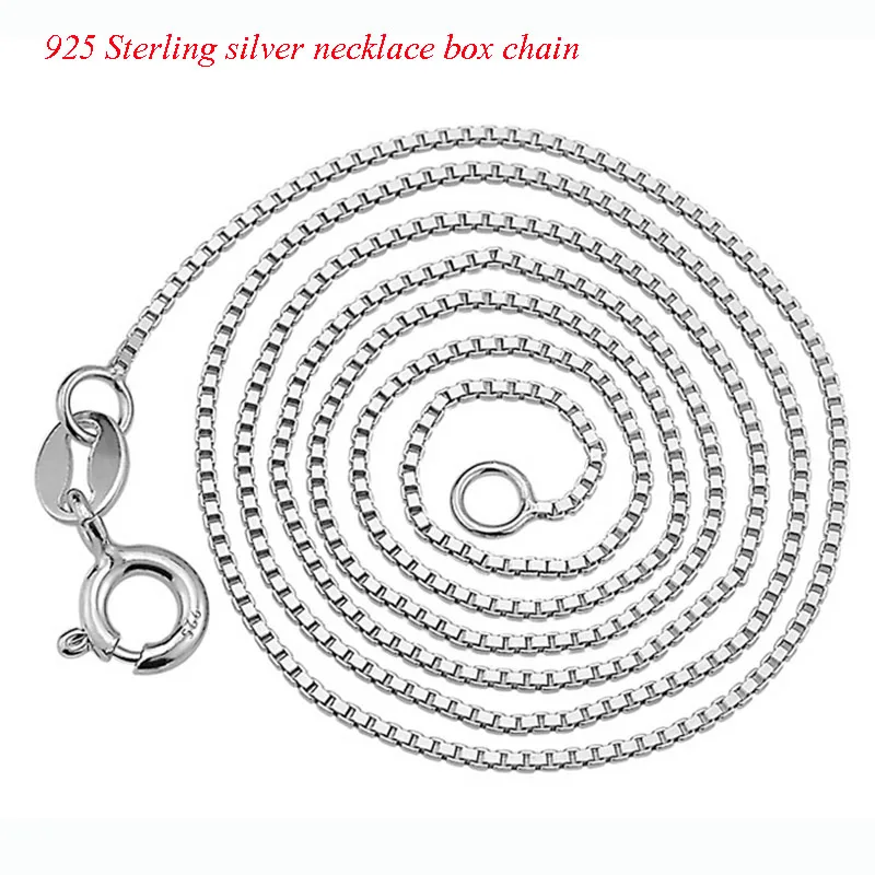 Фото Цепочка-коробка из стерлингового серебра 925 пробы ожерелье 0 8 мм 16 дюймов 18 с