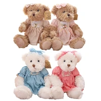 2 pcspair 26cm lovely couple teddy bear with cloth plush toys dolls stuffed toy kids baby children girl birthday christmas gift