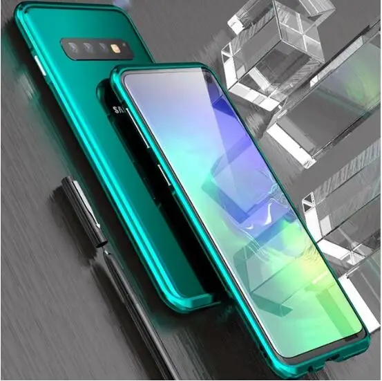 Изогнутый металлический бампер Luphie для samsung Galaxy S10 S10 Plus, противоударный чехол, ультра тонкий алюминиевый бампер, рамка для samsung S10e - Цвет: Green