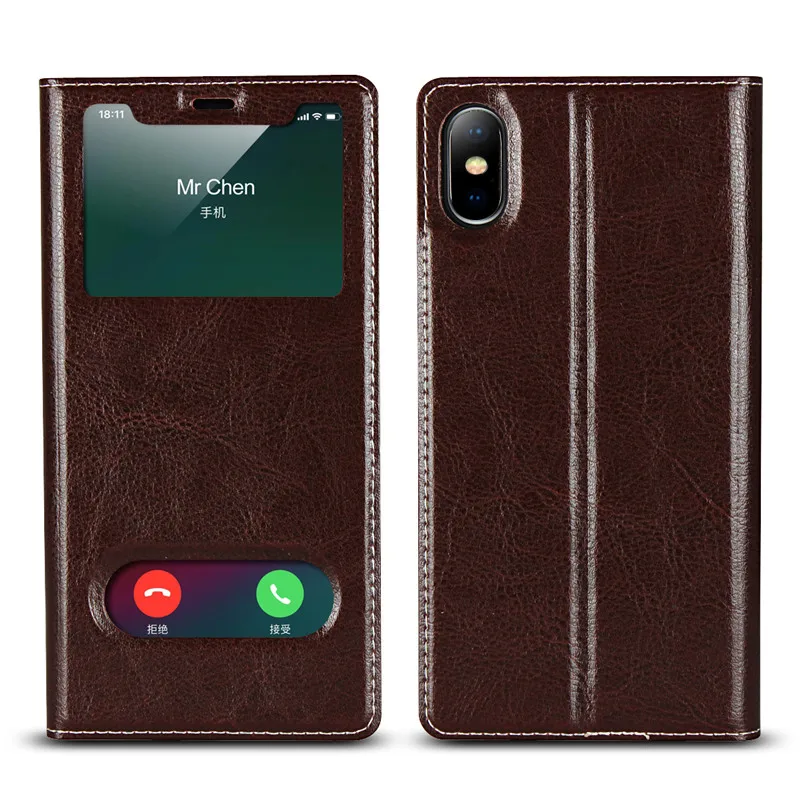 Sailortech Чехол-книжка для iPhone XS Max чехол из натуральной кожи с окошком 5 S 6 6s 7 8 X Plus |