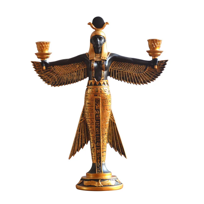 

Isis Figurine Candlestick Ancient Egypt Goddess Model Classic Decoration Resin Craft Candle Holder Egyptian Statue Accessories