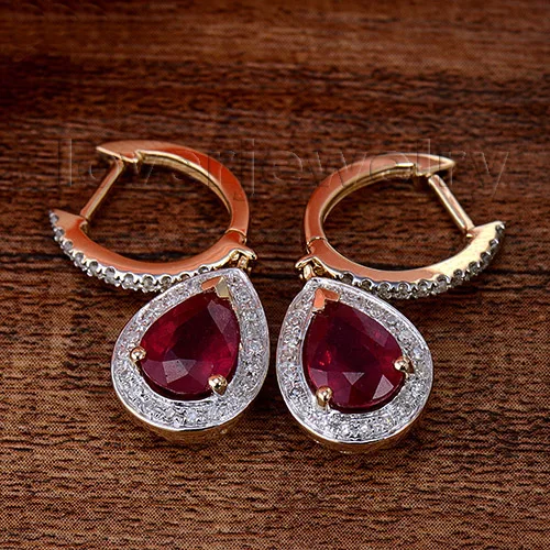 Loverjewelry серьги с натуральным бриллиантом модные ювелирные изделия 14 к желтое золото рубин серьги для помолвки для женщин Любовь ювелирные изделия подарок