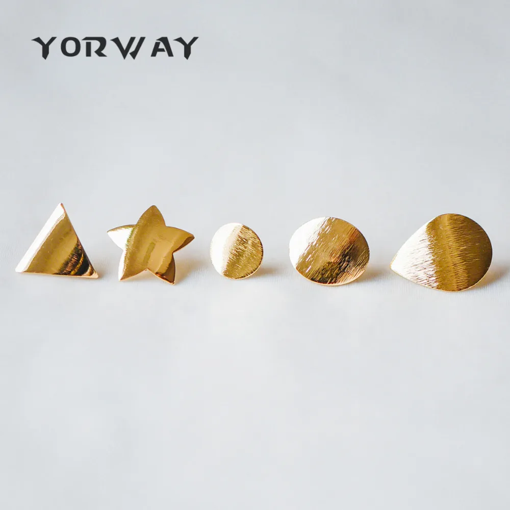 10 шт./лот столбы уха с петлями покрытие из настоящего золота латунь треугольник