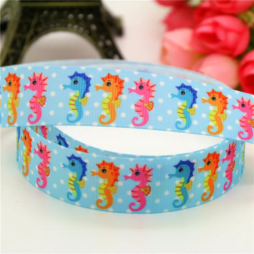 DUWES 7/8 ''Бесплатная доставка Омаров морская лошадь Животные Печать grosgrain лента