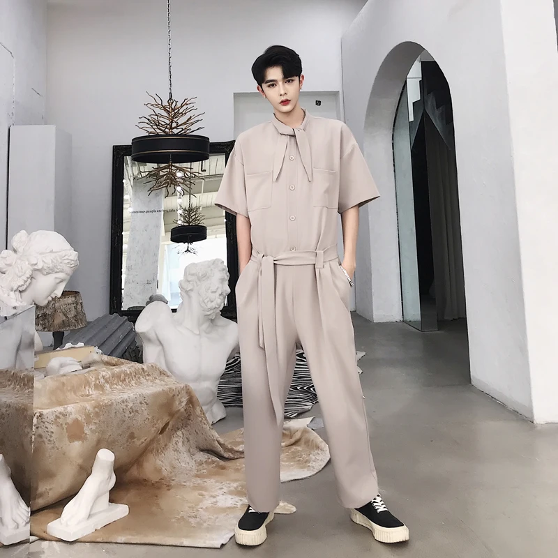 Новинка 2019 мужской повседневный весенне летний комбинезон мужские облегающие