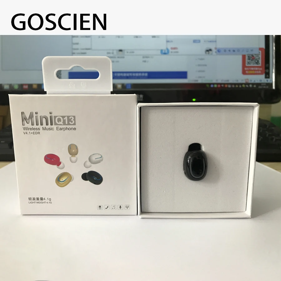 GOSCIEN беспроводные bluetooth гарнитуры мини невидимые наушники спортивные