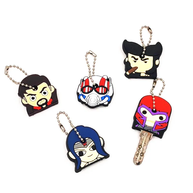 40 шт. милые аниме Мультяшные ключ крышка Кепки силиконовые герои брелки Для