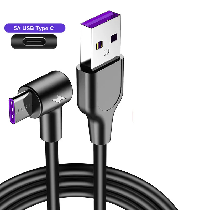 Black 5А Быстрый usb type-C кабель для huawei P20 Lite Быстрая зарядка быстрое зарядное устройство USB C кабель для Xiaomi samsung S10 S9 мобильный телефон - Цвет: Black