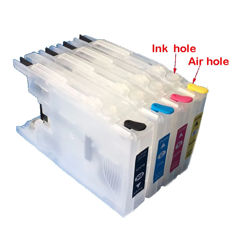 Einkshop LC11 LC16 LC38 LC61 LC65 LC67 LC980 LC1100 LC985 Заправляемый картридж для Brother DCP J140W 145C 165C 185C|ink