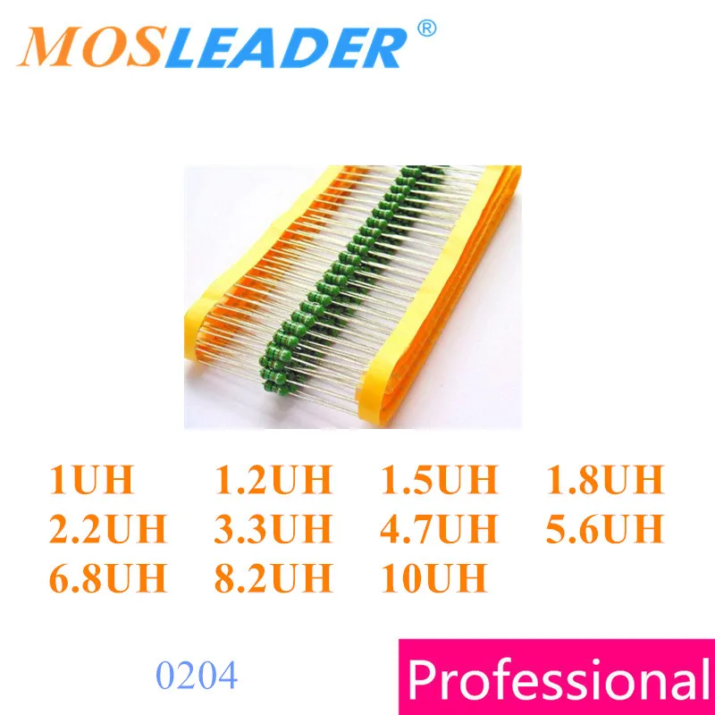 Mosleader 4000 шт 10% 0204 1UH 1.2UH 1.5UH 1.8UH 2.2UH 3.3UH 4.7UH 5.6UH 6.8UH 8.2UH 10UH 1/6W AL0204 DIP цветные кольцевые