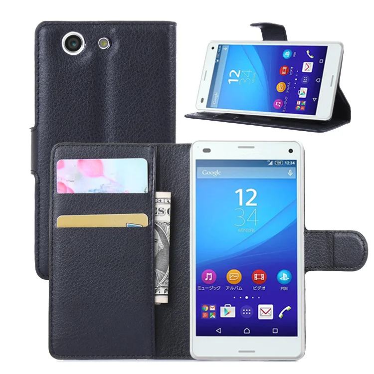 Мода Книга Стиль PU Кожаный Чехол Flip Case Для Sony XPERIA Z4 Мин/Z4 Compacti С Mastercard Держатель И