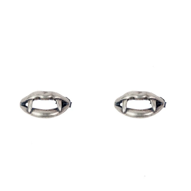 Zavorohin 2021 New Halloween Vampire Lips Antique Real 925 Sterling Silver Stud Earrings Gothic Punk Style Party Jewelry | Украшения и