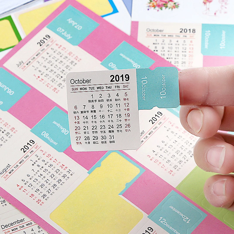 CXZY 2 листа 2019 года календарь самодельные этикетки наклейки скрапбукинг блокнот