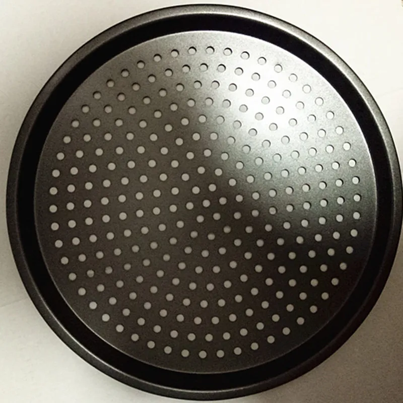 Круглая посуда для пиццы поднос из углеродистой стали с отверстиями 12 дюймов Для