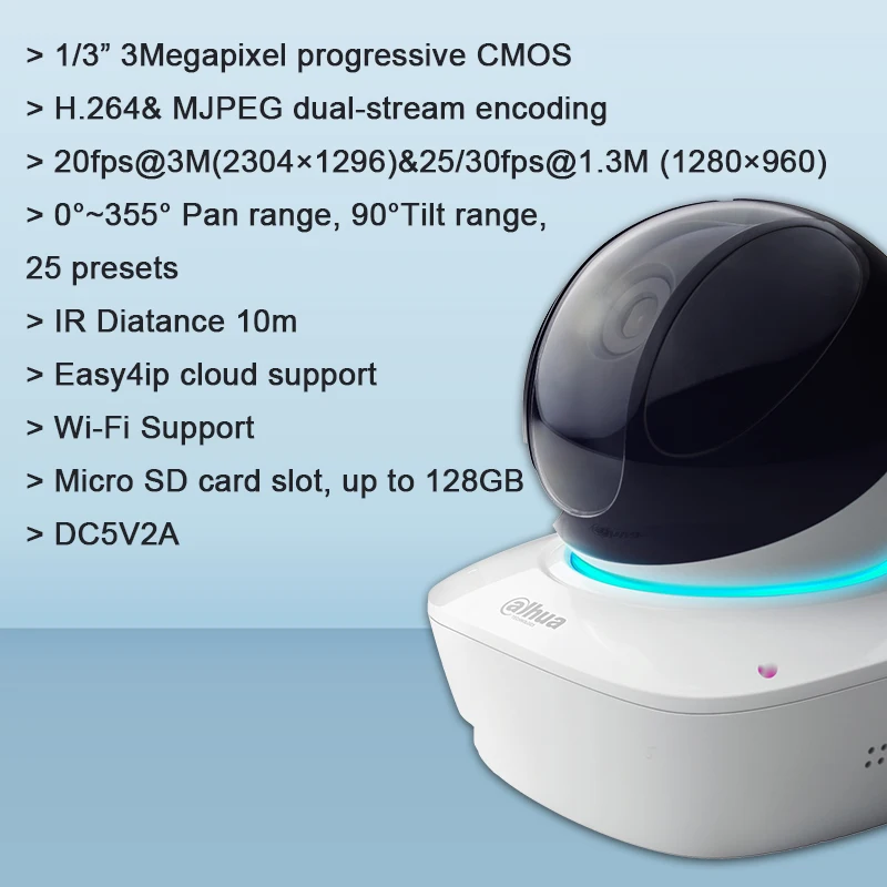 DH IPC A35 с логотипом оригинальная 3MP WiFi сетевая камера PT поддержка микрофона