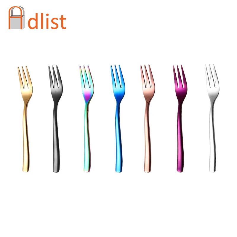 

6PCS Stainless Steel Fork Kitchen Tools long handle cutlery fork set Colorful Dinner Dessert Fruit Forks Set Gold Fork Vintage
