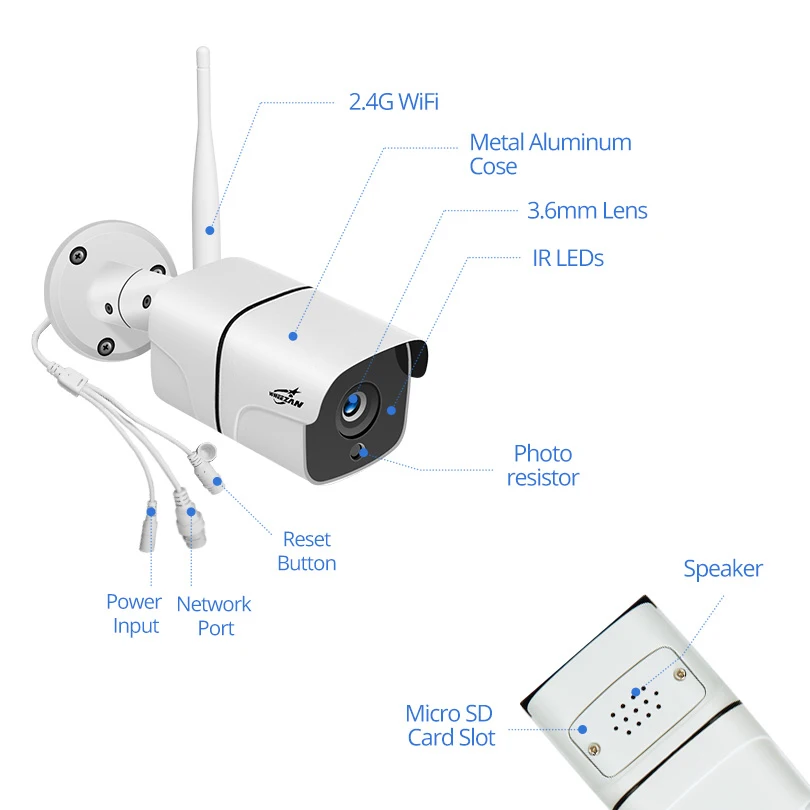 Wheezan CCTV камера безопасности WiFi 4MP HD видеонаблюдение беспроводная камера 1440P аудио домашний открытый ночное видение IP Cam