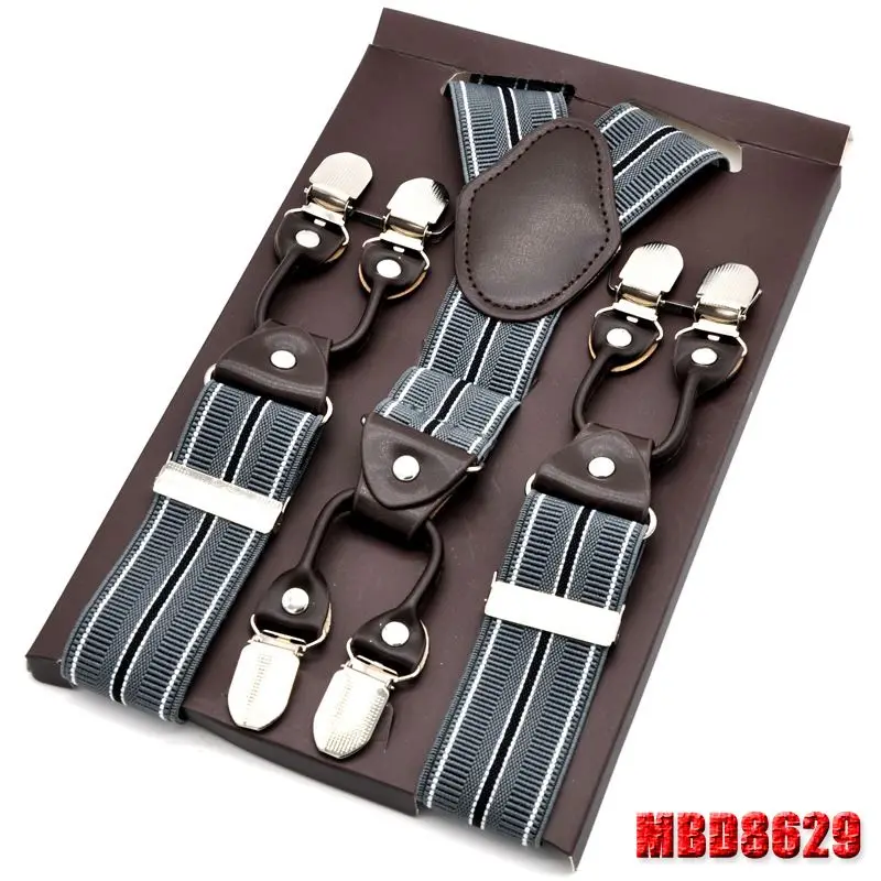 MBD8629 Мужские подтяжки кожаные повседневные ремни y-образной формы мужские брюки Suspensorio упругие зажимы-на Ceinture suspendue 3,5*120 см - Цвет: MBD8629