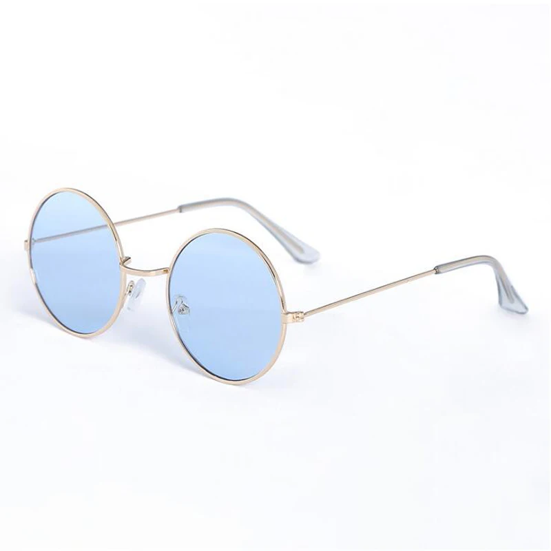 Ретро Хиппи металлические линзы Круглые Солнцезащитные очки женские
