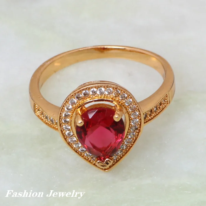 Женское кольцо красное из желтого золота размер 6 7 5 R120 | Украшения и аксессуары