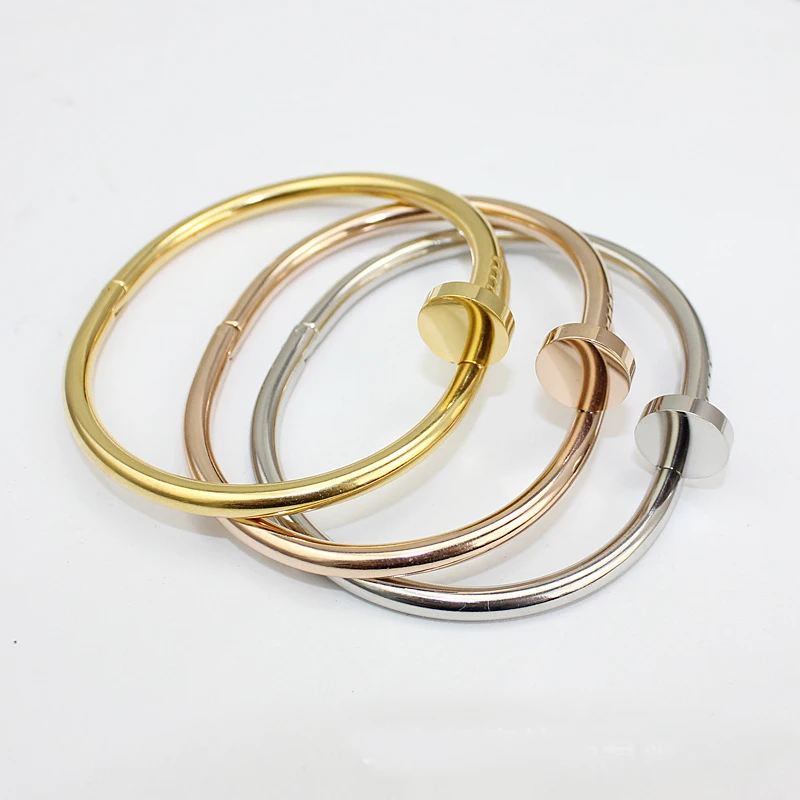 Винт Ногтей Мужчин Из Нержавеющей Стали Браслеты и Розового Золота Для Женщин