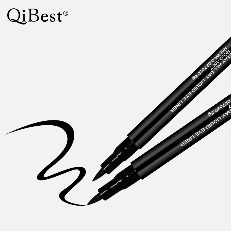 QiBest Водостойкая Подводка для глаз карандаш длительная делимитатор Черная тонкие