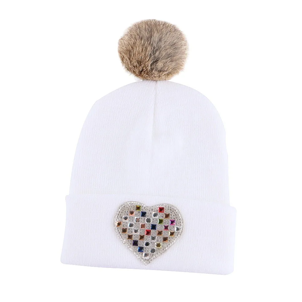 Новые модные дети мода зимние шапки пользовательские кролик помпона тепловая