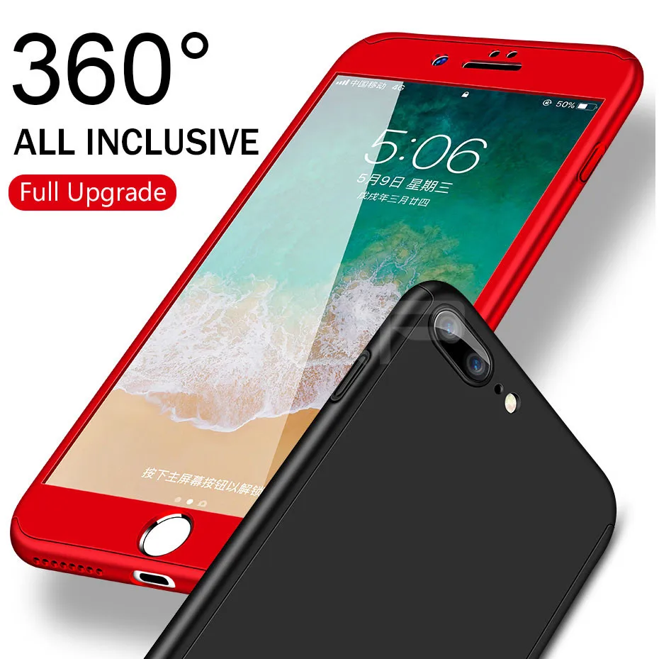 ZNP 360 градусов полный чехол для телефона s для iPhone 6 6s 7 8 Plus 5 5S SE X противоударный чехол для iPhone 8 Plus 6 6s чехол со стеклом