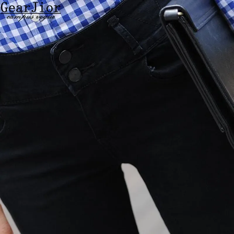 

2017 new hot sale women's spring summer high waist black nine points cowboy jeans women thin elastic feet pencil jeans pants