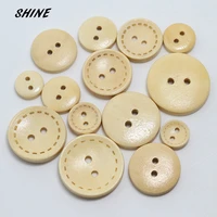 shine wooden sewing buttons scrapbooking round natural two holes circle pattern 152025mm dia 50pcs costura botones decorate