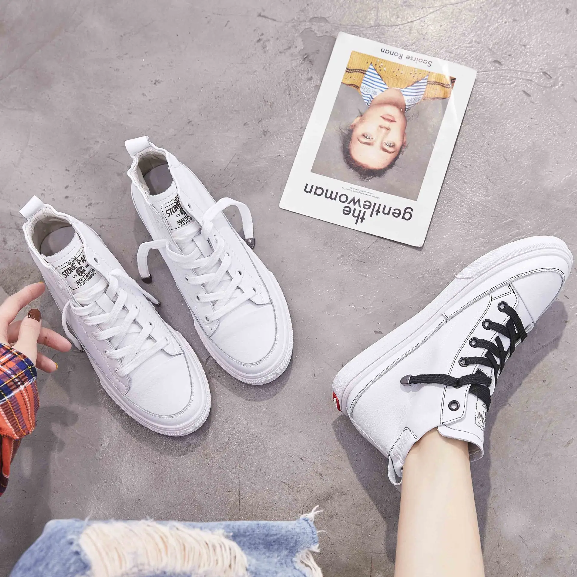 SWYIVY chaussures femme; женские кроссовки с высоким берцем; коллекция года; сезон осень; белая повседневная обувь; женские кроссовки; женская обувь из вулканизированной кожи