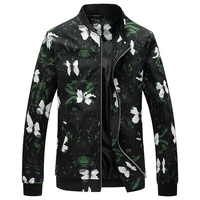 2022 men floral printed fashion slim fit mens casual jackets long sleeve spring autumn bomber jacket mens windbreaker coat male