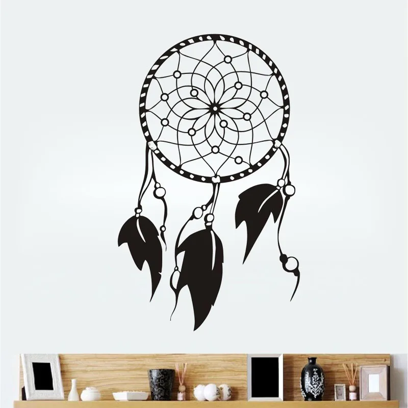 

ZOOYOO Feathers Wall Decals Indian Dream Catcher Adhesive Vinyl Wall Stickers Home Decor Bedroom Removable