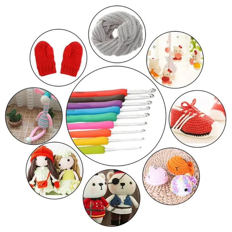 72 цвета многофункциональные инструменты для вязания крючком защелка кривая игла