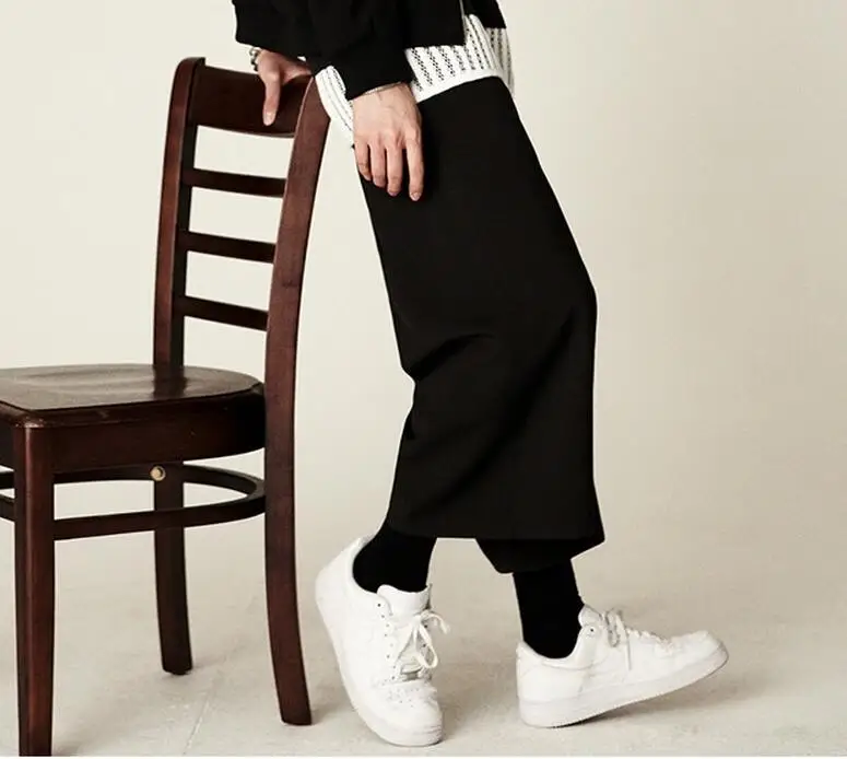 

28--42 HOT / Spring Male New Fashion Big Yards 7 Minutes Of Wide Leg Pants Loose Casual Pants
