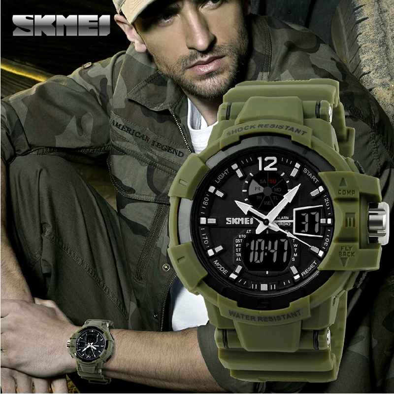 Fashion Outdoor Men Military Watches SKMEI Brand LED Sports Watch Digital Quartz Multifunction Waterproof Dress Wristwatches | Наручные