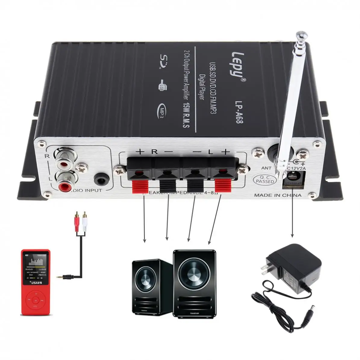 LEPY LP A68 15Wx2 2CH автомобильный усилитель Цифровой walkie talkie автомобильное Hi Fi Авто