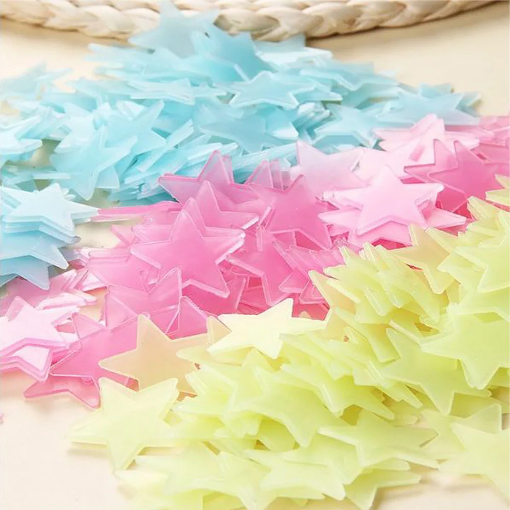 100pcs3D звезды светятся в темноте светящиеся на стены наклейки для детской комнаты