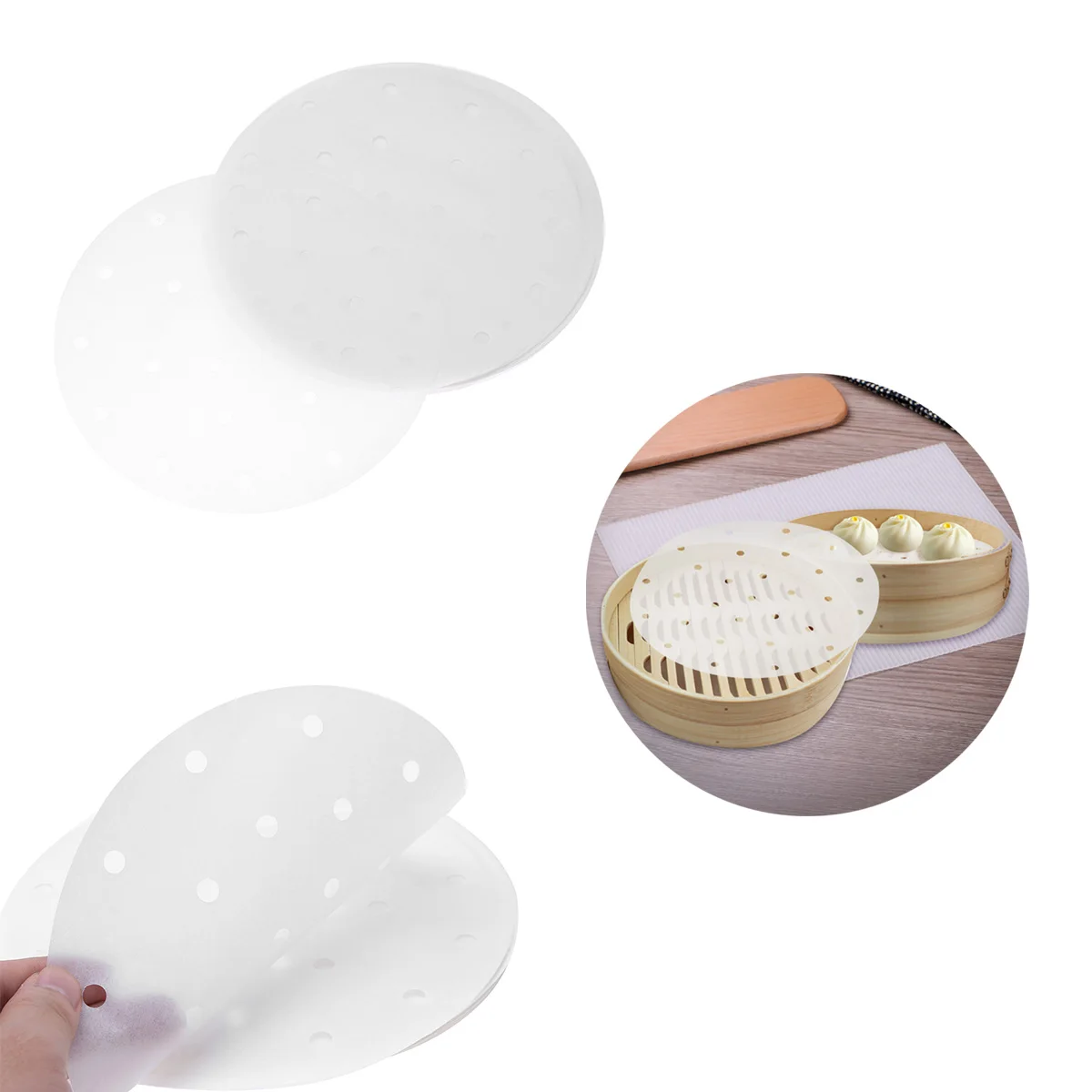 100 шт. Одноразовые Бамбуковые Отпариватели антипригарные перфорированные