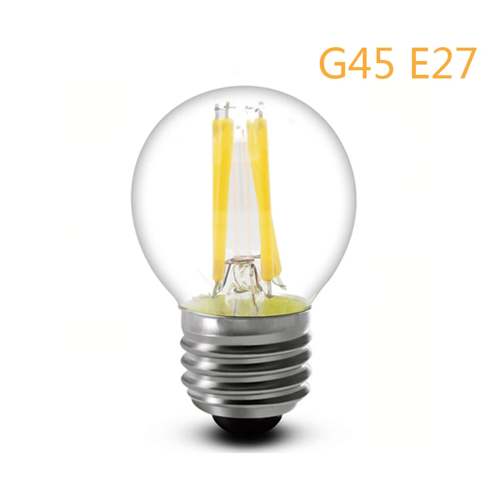 G45 E27 Светодиодный лампа накаливания свеча E14 220 V 230 V светодиодный настенный светильник Edison лампа E14 лампы E27 светодиодный светильник 220 в стиле ламп накаливания колба стеклянная лампа - Испускаемый цвет: G45 E27