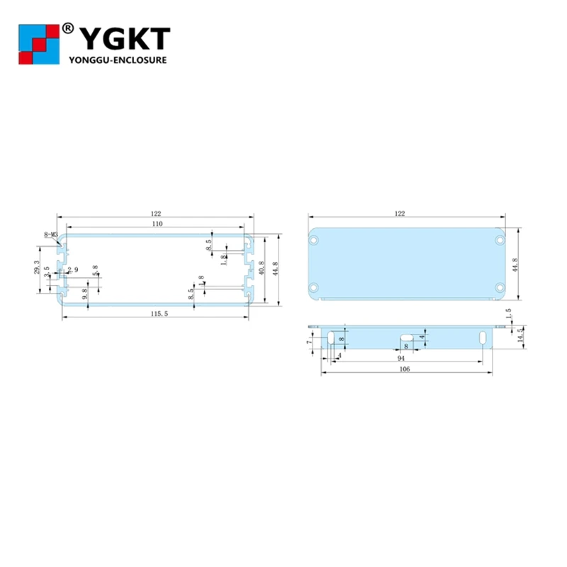 122*45-110 мм (W-H-L) Алюминиевый корпус pcb/прессованные алюминиевые электронные