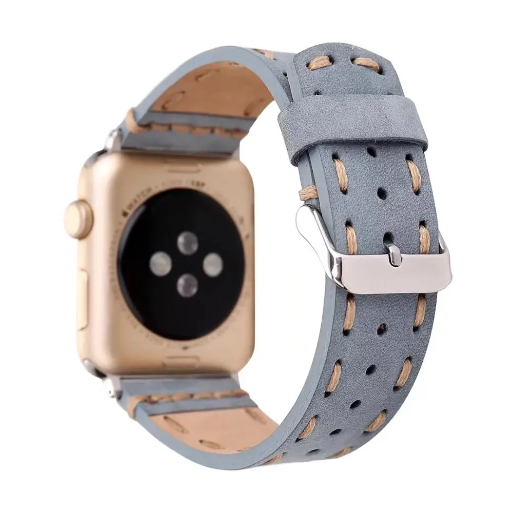 Черный коричневый синий ремешок для часов из натуральной кожи Apple Watch 38 мм 42 Серия