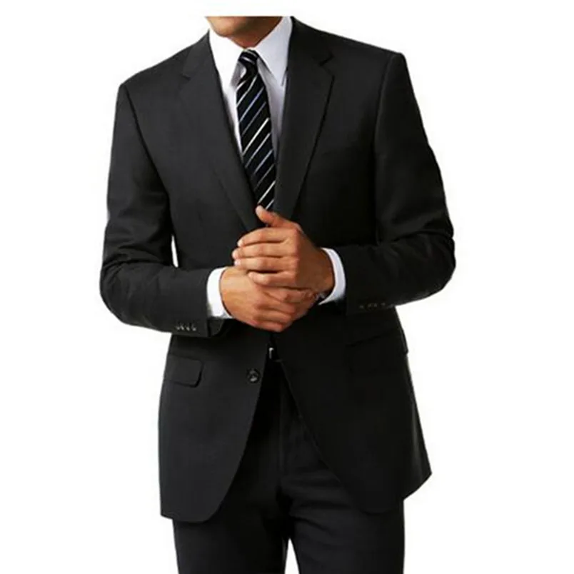 

Classic Black Custom Made Men Wedding Suits Groomsmen Tuxedos Business Suit Formal Wear (Jacket+pant)