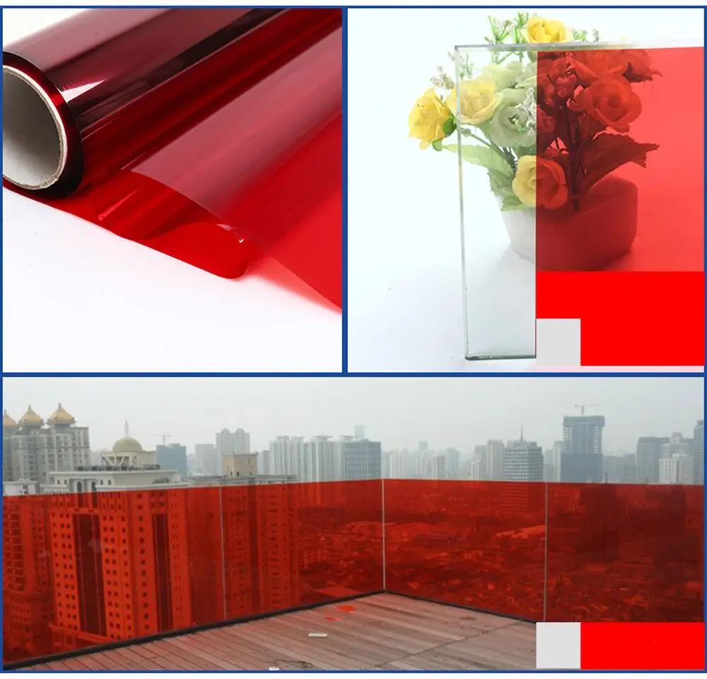 0.5x6m Red Window Film Decorative Sticker Heat Reduction Stickers UV Reflective Non reflective Home office | Дом и сад