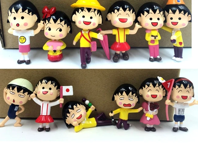 12 шт./лот kawaii ПВХ 5 7 см японское аниме фигурки Chi bi Maruko Набор фигурок коллекционные